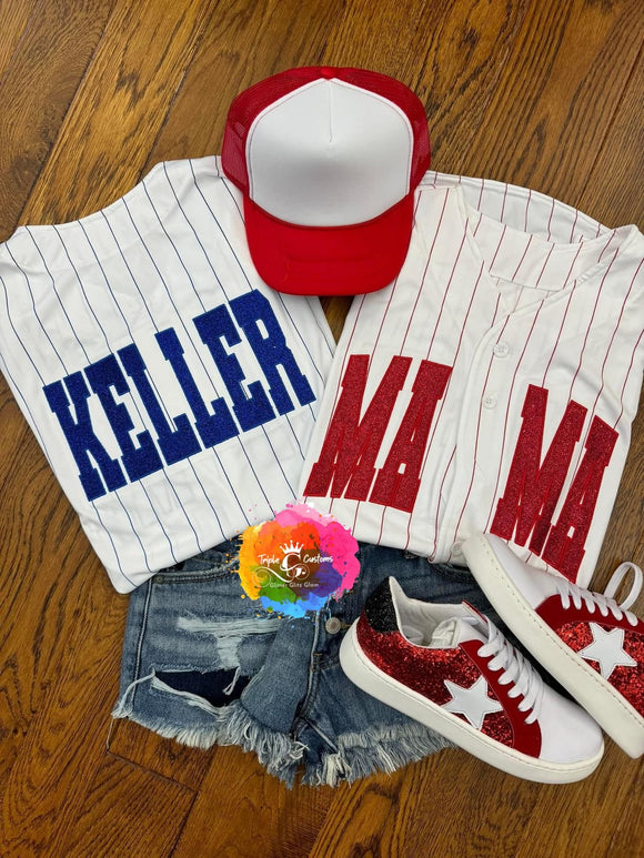 Custom Glitter Embroidery Baseball Jerseys