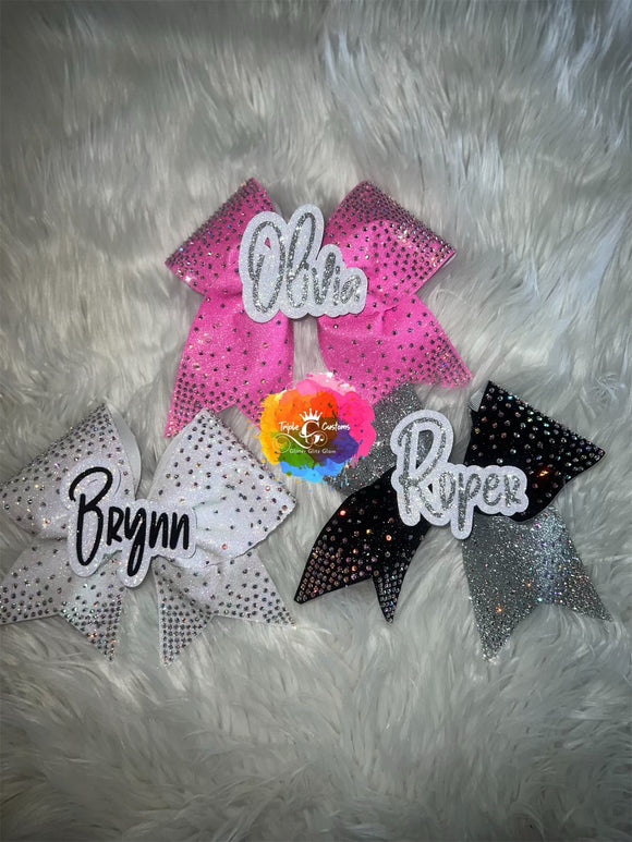 Rhinestone Glitter Name Bow